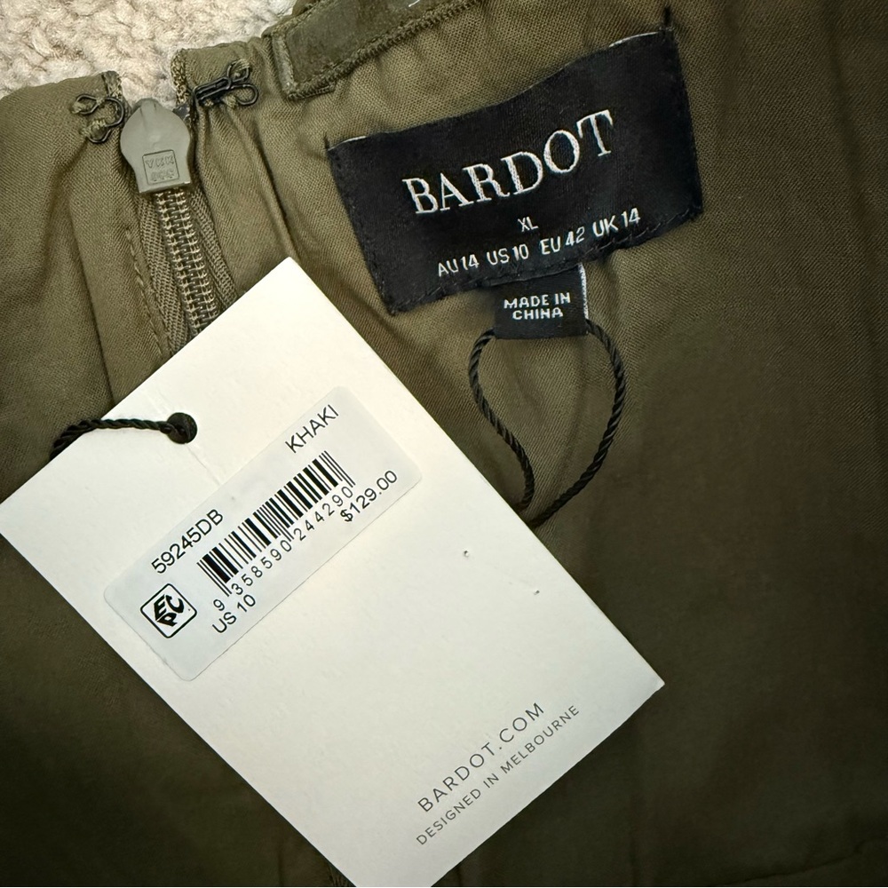 Bardot Lora‎ Strapless Cotton Poplin Maxi Dress Khaki Green 10 - Picture 5 of 8